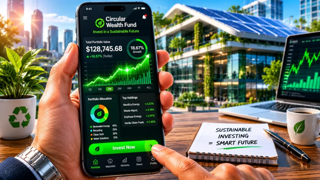 Waste Management: Build Huge Green Wealth in 2026 Smartphone screen displaying green investment options in the waste management industry.