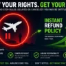Infographic chart explaining passenger rights and refunds under DFW Ground Stop Rules.