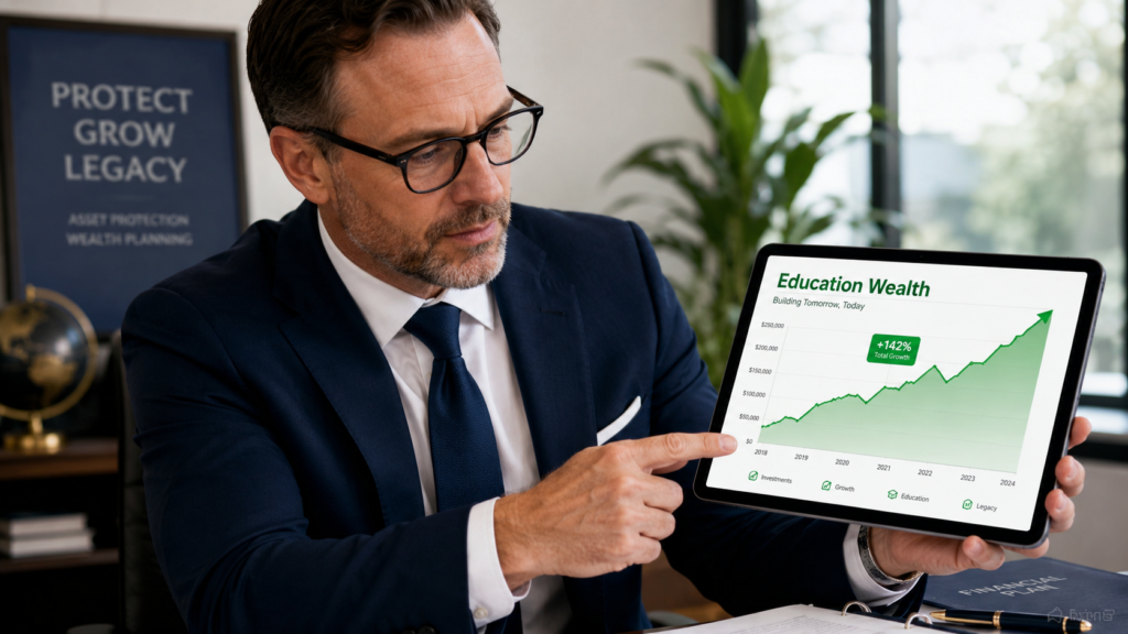 An expert advisor explaining how to maximize a tax benefit 529 plan for college savings.
