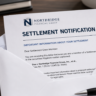 An official settlement mailing detailing consumer payout procedures for active mobile banking class action claims.