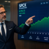An expert market analyst giving a lecture to retail traders on how to invest in spacex assets during the fiscal season.