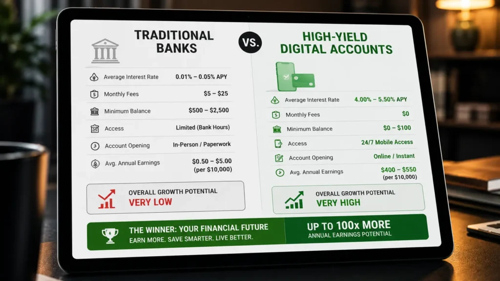 Best high Yield Savings Accounts 2026: The Secret Safe Cash Growth Strategy Infographic table on a screen detailing how to maximize cash returns using the best high yield savings accounts 2026.
