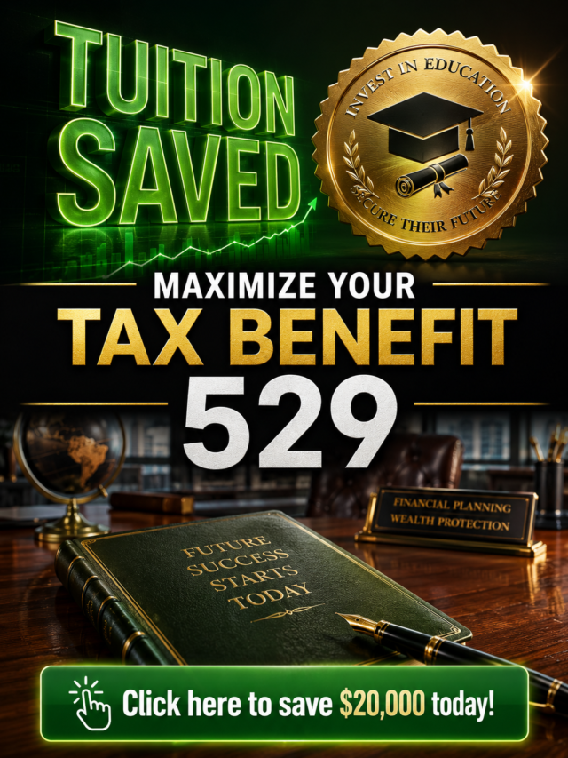 A high-click-through-rate webstory cover poster explaining how to claim a massive tax benefit 529 tuition deduction easily.