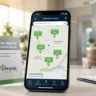 A smartphone showing a map of the highest paying plasma donation centers with maximum reward values.