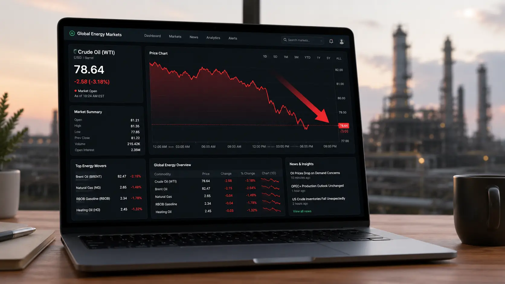 A digital interface tracking the major reasons behind the global why crude oil price drop today.