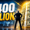 Finance thumbnail illustrating the Warren Buffett cash pile $400B milestone with a skyscraper-sized stack of cash.