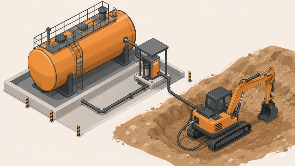 Isometric diagram representing Freedom Fuels' bulk supply and hydrovac services.