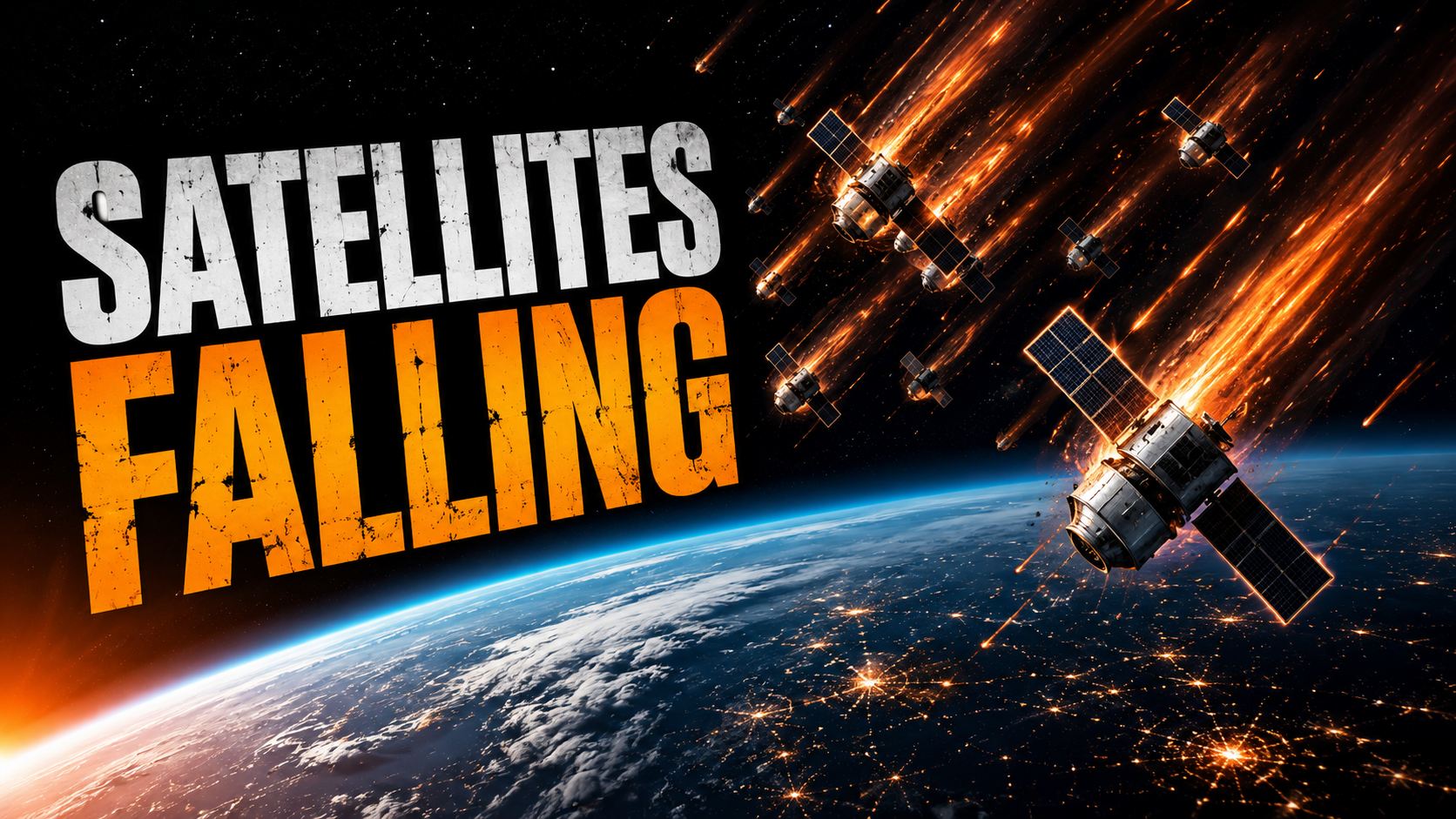 Thumbnail depicting the SpaceX Starlink satellite deorbit event of 2026 with satellites reentering the atmosphere.