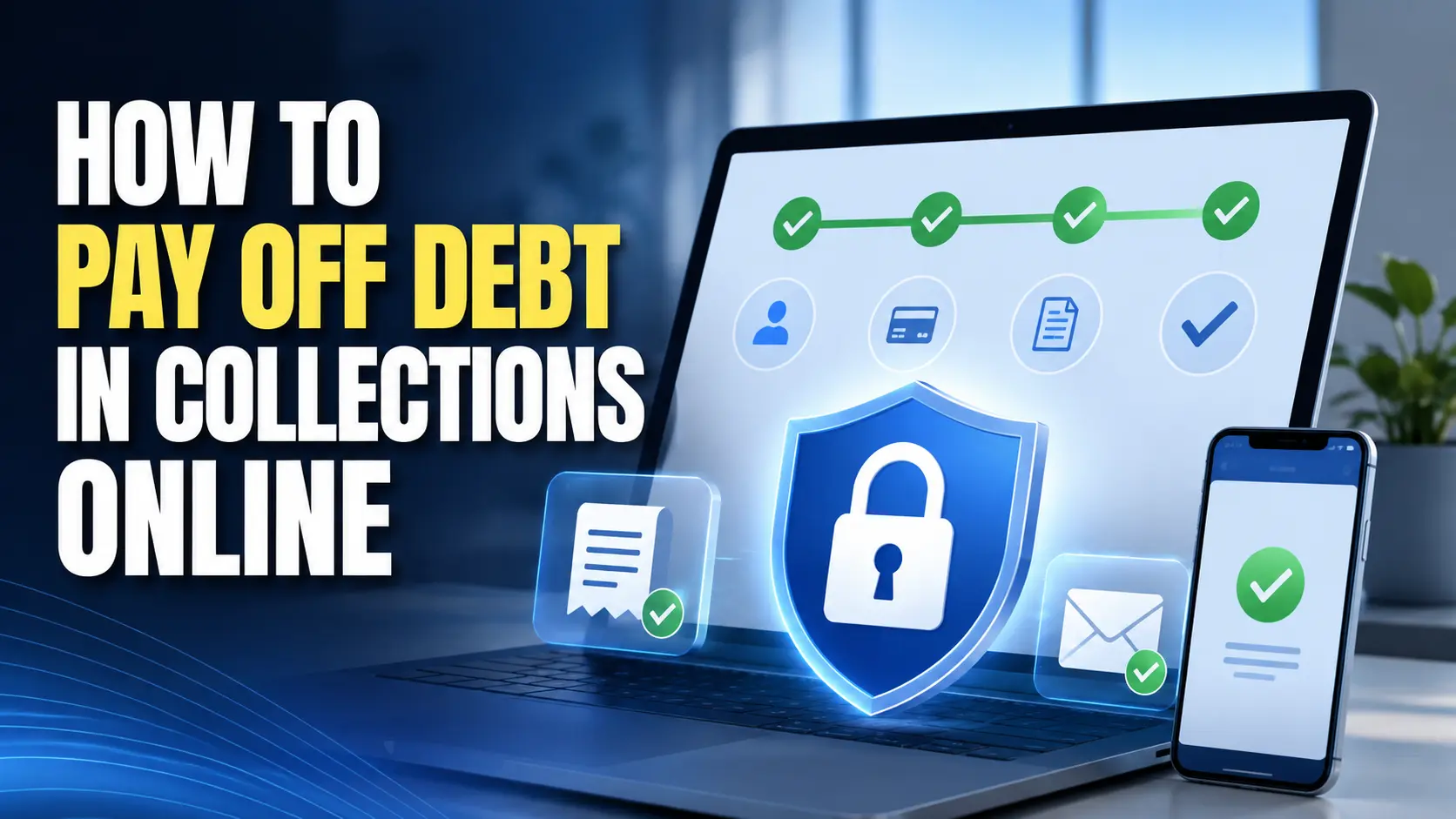 Secure collections payment dashboard showing step-by-step verification and payment confirmation with security features highlighted