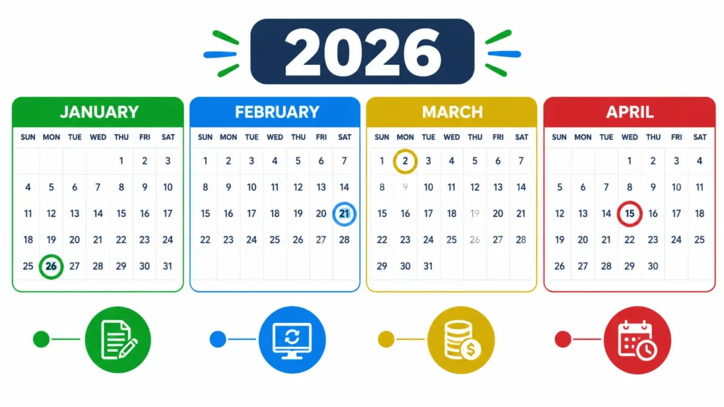 2026 IRS tax refund schedule calendar showing key dates for EITC filers and the $3000 IRS tax refund schedule 2026.
