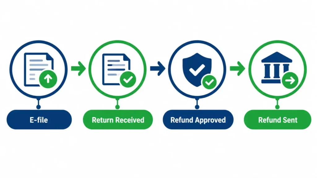 IRS refund timeline showing how long a $3000 IRS tax refund takes to arrive by direct deposit.